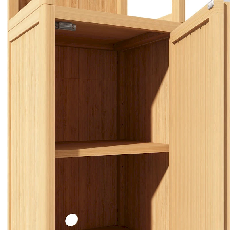 Storage Tall Slim Cabinet with Shutter Door and 3 Tier Shelves, Freestanding Linen Tower Cabinet