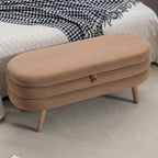 Velvet Fabric Storage Bench Bedroom Bench With Wood Legs For Living Room Bedroom Indoor