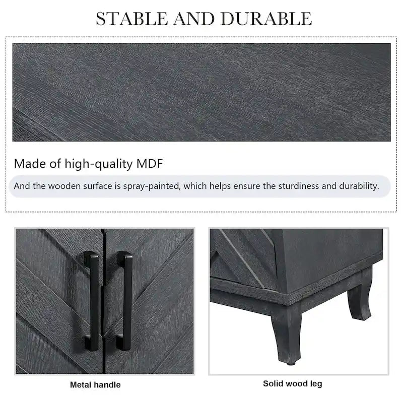 Stronger Vintage Style Buffet Cabinet, Lacquered Accent Storage 4 Door Wooden Cabinets,Thickened Sideboard Storage Cabinet