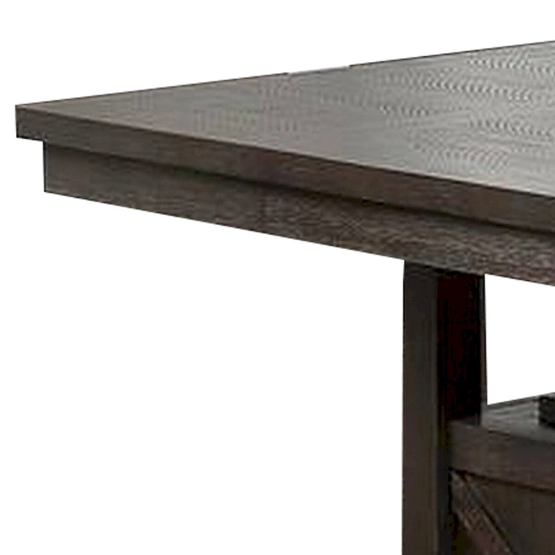 Wooden Counter Height Table with Cabinet and Butterfly Leaf, Gray